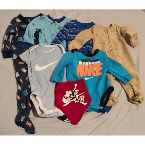 Nike Other - 6 Piece Nike Baby One Piece Clothing Lot Various Sizes Plus Bandana Bib